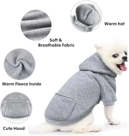 Idepet Pet Dog Hoodies Dog Clothes for Small Dogs Vest Chihuahua Clothes Warm Coat Jacket Autumn Puppy Outfits Cats Dogs Clothing(M,Dark Grey)