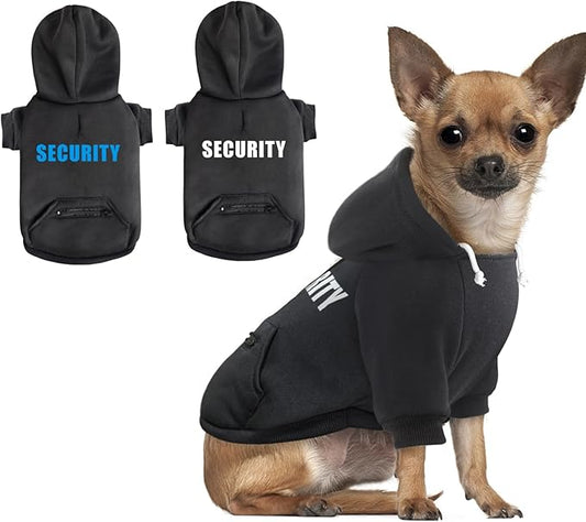 Dog Hoodie Security Glow-in-The-Dark Dog Sweater Sweatshirt Hooded Soft Brushed Fleece Winter Clothes with Dual Pocket Zip Puppy Hoodies for Small Medium Large Dogs Black M