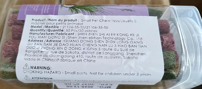 ERKOON Timothy Hay Sticks,Rabbit Chew Toys for Teeth Natural Molar Sticks Rabbits Treats for Bunnies, Chinchilla Guinea Pigs, Gerbil, Hamster (50 Pcs)