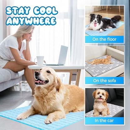 Dog Cooling Mat, 2025 New Cooling Mat for Dogs, Durable Pet Cool Mat Gel Self Dog Cool Pad, Cool Mat for Dogs Cats in Hot Summer (XL,Bule)