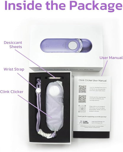 Dog Treat Pouch & Clicker Dog Trainer, Puppy Essentials Dual Use 2 in 1 Dog Clicker for Training - Durable, Light (2.36 oz), Easy to Clean & Handle, Innovative Design, Purple - Click Design