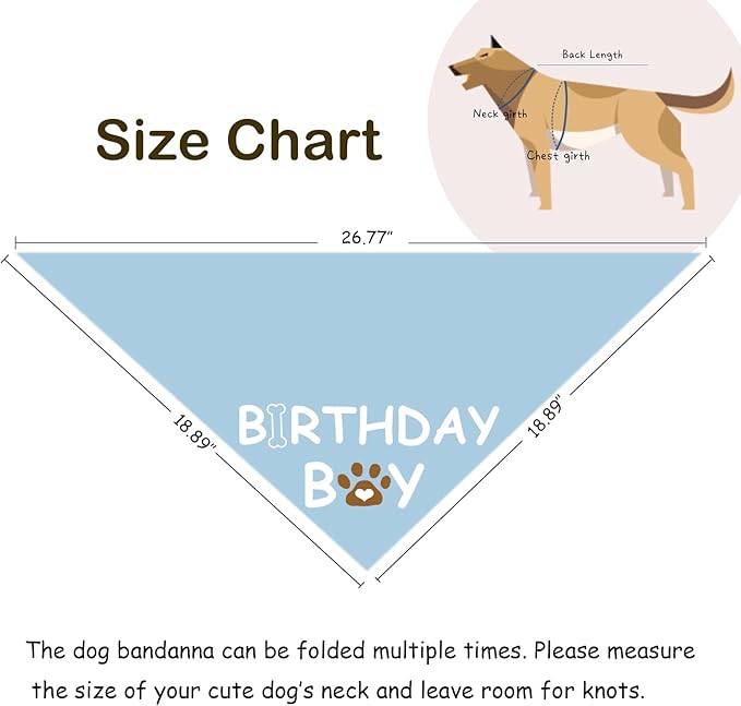 PetsLove Birthday Bandana for Boys & Girls - Dog Supplies for Small, Medium & Large Pets