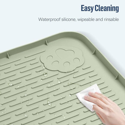 Pee Pad Holder for Dogs, 50" x 35" Silicone Pee Tray Mat Leak-Proof, High Edge, No Spill Pet Pad Holder for Puppy, Cat, Rabbit, Training Pads for Floor Protection, No Pee Pads (Green)