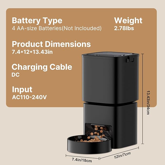 DUDUPET Automatic Cat Feeder, 5G WiFi APP Control Automatic Pet Feeder, 5L Cat Dry Food Dispenser with Remote Feeding,10 Meals Programmable 1-15 Portion Control Auto Dog Feeders for Cats,Puppy