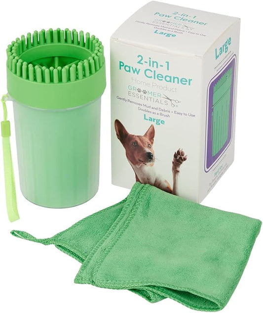 2-in-1 Pet Paw Cleaner - Large - Great for Large Dogs Like Toy Breeds, Daschunds, Jack Russels, Beagles, and Collies - Portable for Trips to The Park
