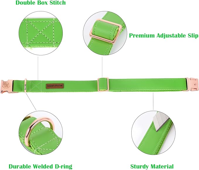 Elegant little tail Dog Collar and Leash, Girl or Boy Durable Pet Collar, Leather Dog Collar Adjustable Dog Collars for Small Dogs