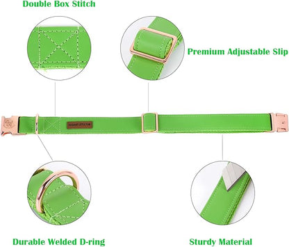 Elegant little tail Dog Collar and Leash, Girl or Boy Durable Pet Collar, Leather Dog Collar Adjustable Dog Collars for X-Small Dogs