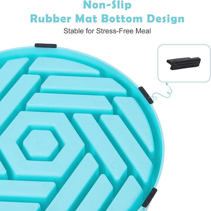 TOBYTO Slow Feeder Dog Bowls Large Medium Breed,Anti-Choking Slow Eating Dog Food Bowl,Non Slip Pet Slower Food Feeding Bowls Large Puzzle Slow Feeder Bloat Stop Maze Dog Dishes,Blue