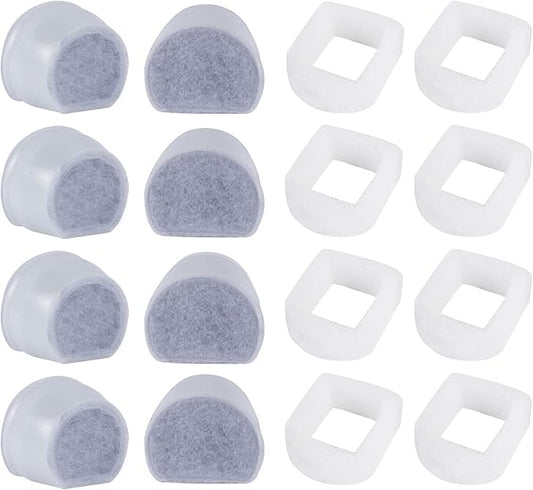 Cat Water Fountain Filter, Pre-Sponge Pet Fountain Filter & Replacement Carbon Filters Fit for Petsafe for Drinkwell Fountain-Gallon Avalon Pagoda Seascape Seaside Pet Fountains 8+8Pack