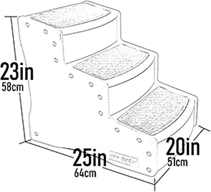 Pet Gear Easy Step III Extra Wide Pet Stairs, 3 Step for Dogs/Cats up to 200 pounds, Removable/Washable Carpet, Easy Assembly (No Tools Required) Fog