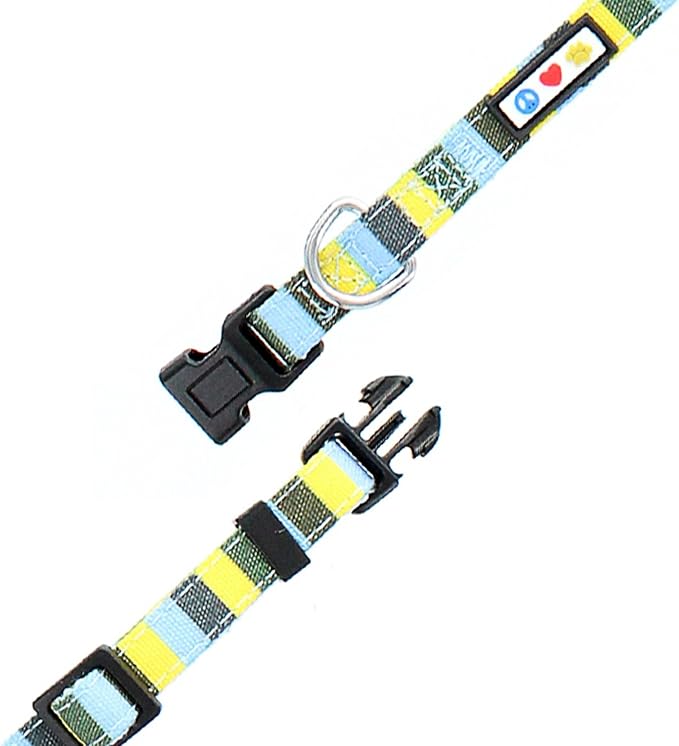 Pawtitas Pet Soft Adjustable Solid Color Nylon Puppy/Dog Collar Personalized Customizable Dog Collar Embroidered Customize w Pet Name & Phone Number X-Small Blue/Green/Yellow