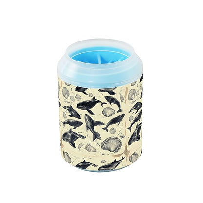 Dog Paw Cleaner Cups for Dogs Pets Foot Washer Paw Scrubber for Medium Small Cats Dogs Cleaning Cup Beige Whales Concha and Seashell