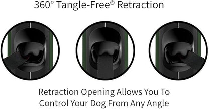 TUG Oval 360° Tangle-Free Retractable Dog Leash | Flashlight Included | Integrated Waste Bag Dispenser Pocket (Large, Green)
