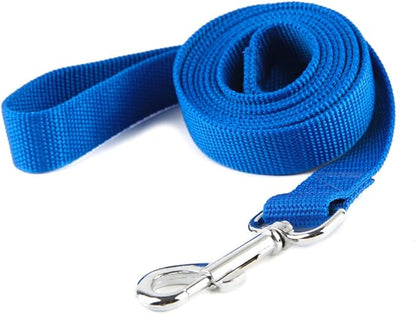 Nylon Dog Training Leash, Traction Rope, 4Ft /5 Foot /6 Feet Long, 5/8 inch 3/4 Inch 1 Inch Wide, for Small and Medium Dogs (1'' x 8 FT, Blue)