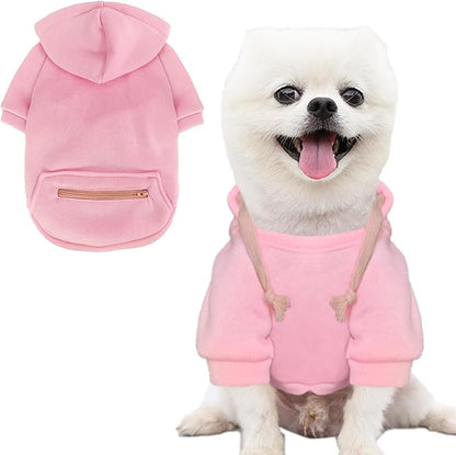 Jecikelon Pet Dog Cold Weather Coat with Pocket Winter Dog Hoodie Warm Puppy Clothes for Small Dogs Chihuahua Clothing (Pink2, XX-Small)