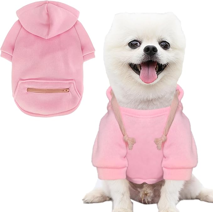 Jecikelon Pet Dog Cold Weather Coat with Pocket Winter Dog Hoodie Warm Puppy Clothes for Small Dogs Chihuahua Clothing (Pink2, Medium)