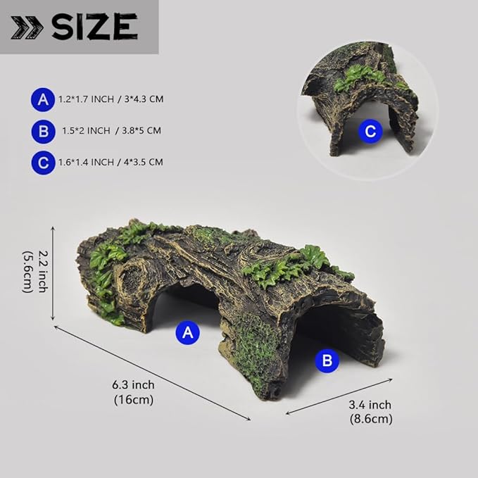 Fish Tank Decorations - Large Aquarium Decorations Air Bubbler Tree Fish House for Betta Hideout Caves Buddha Decor Temple Ruins Arched Betta Fish Accessories Reptile House Shelter Decor (Wood B-S)