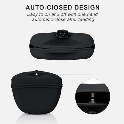 Left&Right Dog Clicker Training Kit,Silicone Dog Training Treat Pouch and Dog Clickers,Dog Treat Bag with Clicker Training for Dogs,Pet Treat Bag with Magnetic Buckle Closing and Waist Clip,Black