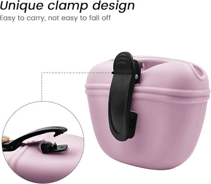 AUDWUD Silicone Dog Treat Pouch,With Dog Training Clicker,Clip on Portable Training Container,Convenient Magnetic Buckle Closing and Waist Clip