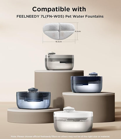 6 Pack of Filter & 6 Pump Sponges FEELNEEDY only for (FN-W05) 7L/1.8Gal Dog Water Fountain, Dog Water Bowl Dispenser