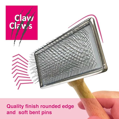 Pet Slicker Brush for Large Dogs, Wooden Handle, Gently Remove Tangled and Mats Hair, Pet Grooming Brush Tool, Sheepskin Wool Carders (3.85")