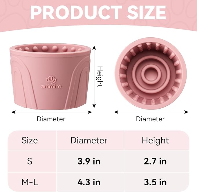 Dog Slow Feeder Lick Bowl, Anxiety Relief Dog Licking Mat Treat Dispenser, Non-Slip Anti-Choking Slow Eating Lick Bowl for Small Medium and Large Breed Dogs, BPA Free Silicone (M-L)