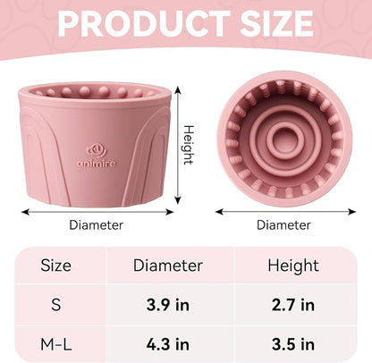 Dog Slow Feeder Lick Bowl, Anxiety Relief Dog Licking Mat Treat Dispenser, Non-Slip Anti-Choking Slow Eating Lick Bowl for Small Medium and Large Breed Dogs, BPA Free Silicone (M-L)