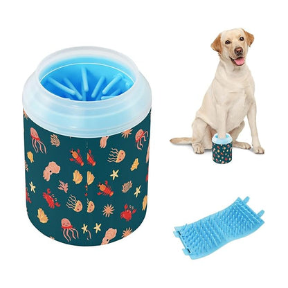 Dog Paw Cleaner Cups for Dogs Pets Foot Washer Paw Scrubber for Medium Small Cats Dogs Cleaning Cup Sea Animals Crab Crayfish Green
