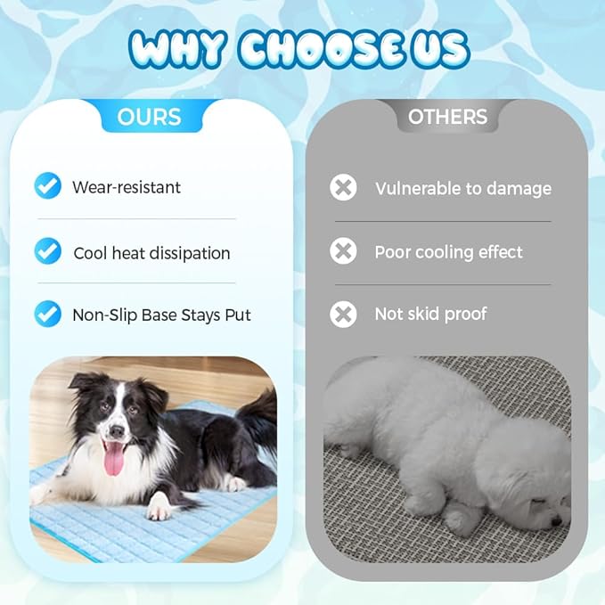 Dog Cooling Mat, 2025 New Cooling Mat for Dogs, Durable Pet Cool Mat Gel Self Dog Cool Pad, Cool Mat for Dogs Cats in Hot Summer (XL,Bule)