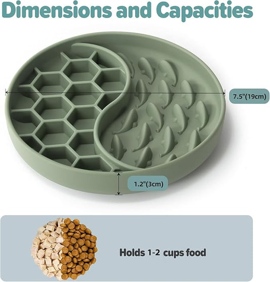 Slow Feeder Dog Bowls, Silicone Pet Food Bowls with Suction Cups, Non-Slip Dog Feeding Slow Down Pet Eating Speed for Fast Eaters, Anxiety Relief & Fun Added (Green)