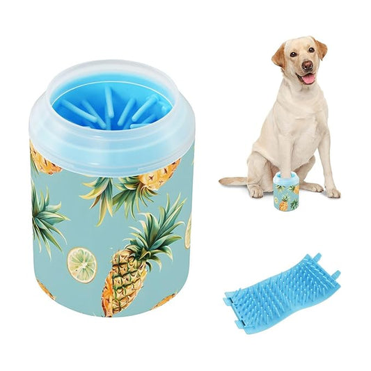 Muddy Dog Paw Cleaner Cup Pineapple Pattern Print for Washing Pet Foot 1 Pack