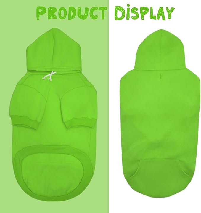 Small Dog Hoodie with Leash Hole and Pocket, Soft Winter Dog Sweater, Cozy Hoodies Sweatshirt for Small Dogs Puppy and Cat, Cold Weather Pet Clothes (Green Dog Hoodie, Medium)