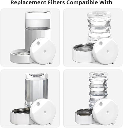 8Pcs Gravity Pet Water Fountain Filters, Automatic Pet Waterer Replacement Filters for 3.6L/4.6L/6L/8L Dog Water Dispenser(8 Filters with 1Brush)