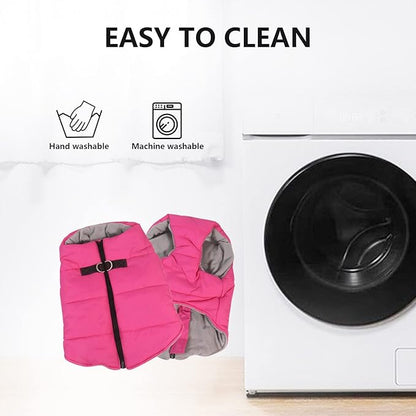 Geyecete Dog Bulldog Clothes Dog Cotton Padded Coat Thick Winter Warm Vest Waistcoat Cold Weather Jacket Clothing for French Bulldog Coat-Pink-M