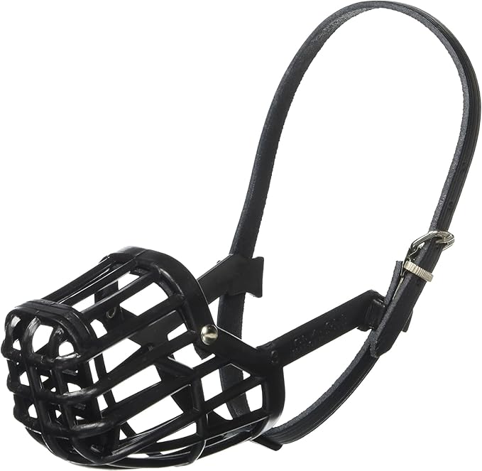 OmniPet Leather Brothers Italian Basket Dog Muzzle, Adjustable Secure Fit, Comfortable Design, Training and Safety, Averts Biting, Prevents Chewing and Scavenging, Perfect for Grooming - Black, Size 3