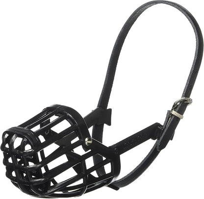 OmniPet Leather Brothers Italian Basket Dog Muzzle, Adjustable Secure Fit, Comfortable Design, Training and Safety, Averts Biting, Prevents Chewing and Scavenging, Perfect for Grooming - Black, Size 3