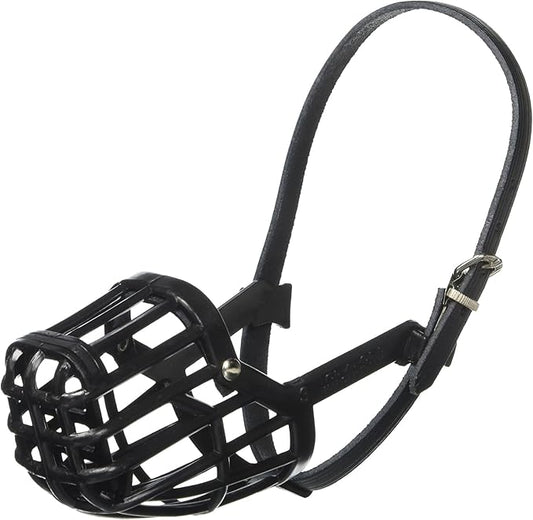 OmniPet Leather Brothers Italian Basket Dog Muzzle, Adjustable Secure Fit, Comfortable Design, Training and Safety, Averts Biting, Prevents Chewing and Scavenging, Perfect for Grooming - Black, Size 3