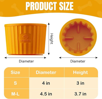 Dog Lick Bowl, Anxiety Relief Dog Licking Mat Freezer Treat Dispenser, Non-Slip Anti-Choking Silicone Slow Feeder Lick Bowl for Small Medium & Large Breed Dogs, BPA Free(Orange,S)