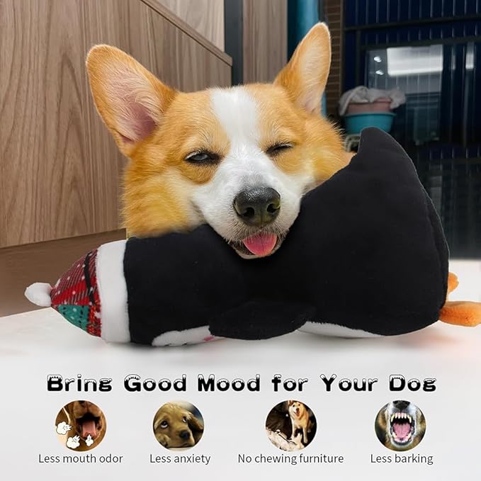 Christmas Dog Squeak Toys for Small, Medium & Large Dogs, Tough Chew Toy for Teething & Chewing, Durable Interactive Puppy Gifts, 5-Pack