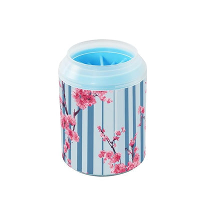 Dog Paw Cleaner Mudbuster Dog Foot Washer for Small Medium Large Dogs Cats Premium Pet Supplies Blue Striped Cherry Blossom
