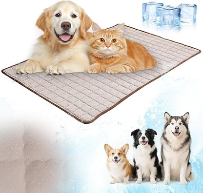 Dog Cooling Mat, 2025 New Cooling Mat for Dogs, Durable Pet Cool Mat Gel Self Dog Cool Pad, Cool Mat for Dogs Cats in Hot Summer (M,Coffee)