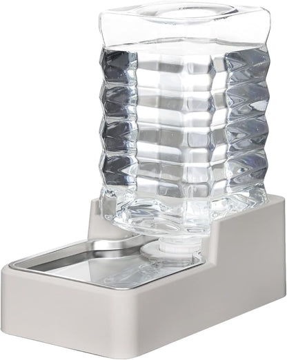 RIZZARI Stainless Steel Pet Water Feeder: 7.5L Gravity Waterer, Leak-Proof No-Spill Auto Refill - Keeps Floors Dry - Anti-Tip Base - Easy Clean - with Filter - for 25-35 LB Dogs - Home/Office