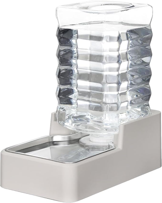 RIZZARI Stainless Steel Pet Water Feeder: 7.5L Gravity Waterer, Leak-Proof No-Spill Auto Refill - Keeps Floors Dry - Anti-Tip Base - Easy Clean - with Filter - for 25-35 LB Dogs - Home/Office