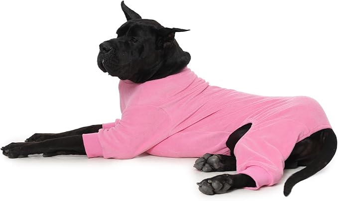 Large Dog Pajamas Winter Fleece Sweaters Soft Onesie for Dogs Girl Cold Weather Pet Jumpsuit Warm Cozy Pjs Jammies for Sleeping Walking, Pink XXXL