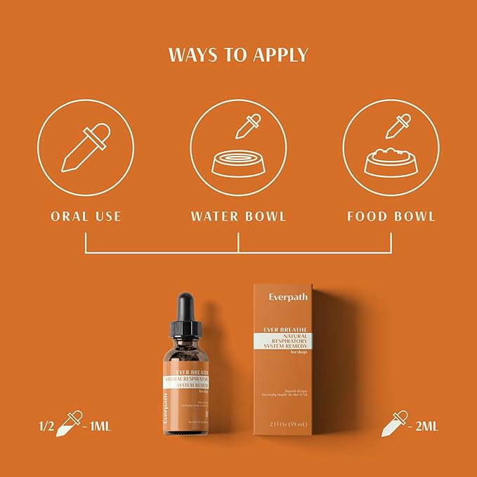 Everpath Respiratory Support for Dogs - 2 Fluid Ounces/60mls | Made in The USA | Boosts Immune Support & Healthy Breathing | Enhances Respiratory Function | Natural Solution for Pets