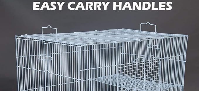 Large 3-Level Easy Foldable Chew-Proof with Tight 3/8 Inch Bar Spacing Shelves & Ladders for Ferret Chinchilla Sugar Glider Rats Mice Gerbil Mouse Metal Travel Carrier Cage Easy Clean Pull Out Tray