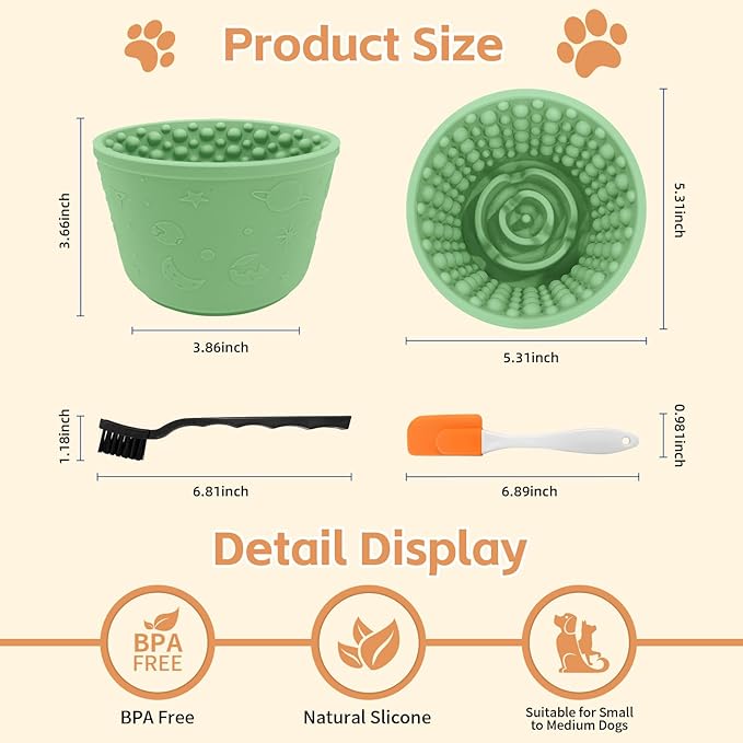 Dog Lick Bowl,Anxiety Relief Non-Slip Silicone Treat Bowl,Durable Anti-Choking Long-Lasting Enrichment Slow Feeder Licking Mat for Medium Large Breed,Freezable BPA Free Silicone Dishwasher Safe