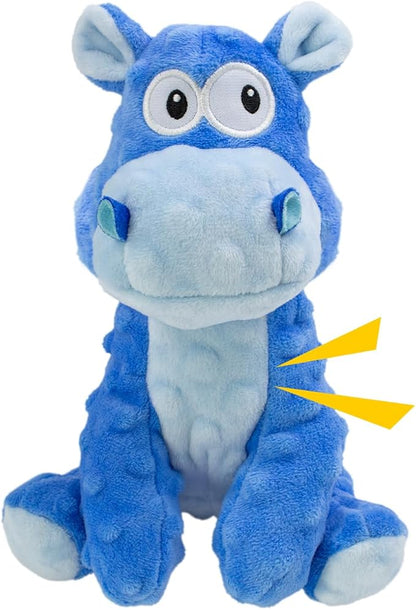 MeetYooo Squeaky Stuffed Dog Toys, Chew Toy for Large Medium Small Breeds, Plush Dog Toys to Keep Them Busy, Puppy Teething Dog Toy, Crinkle Dog Toy (Blue Hippo)