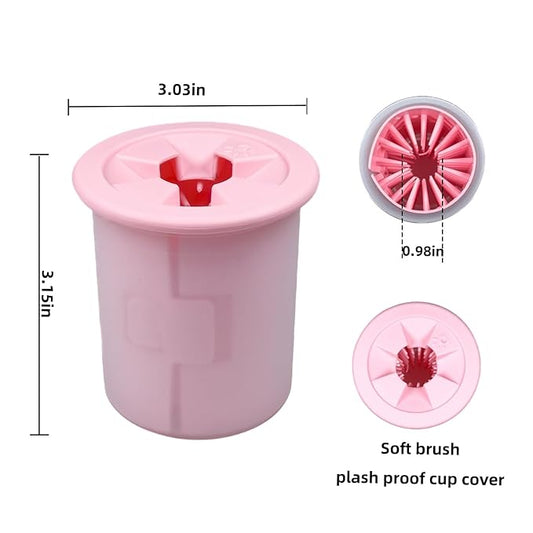 Dog Paw Cleaner Cup Dog Paw Foot Cleaner Paw Washer Portable Foot Cleaner Cup for Pet Cat-Small Pink