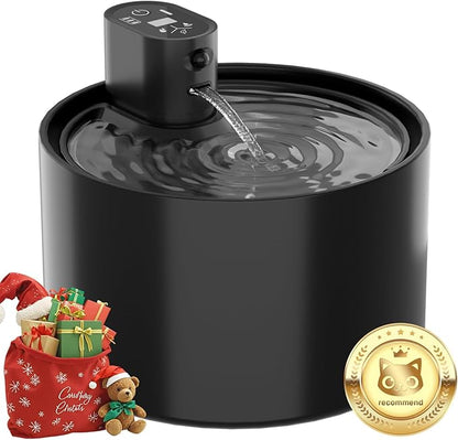 Ceramic Cat Water Fountain,Cat Water Fountain Cordless Sensor Automatic with Ultra-Quiet Pump and 4 Filter for Cats, Dogs, Multiple Pets